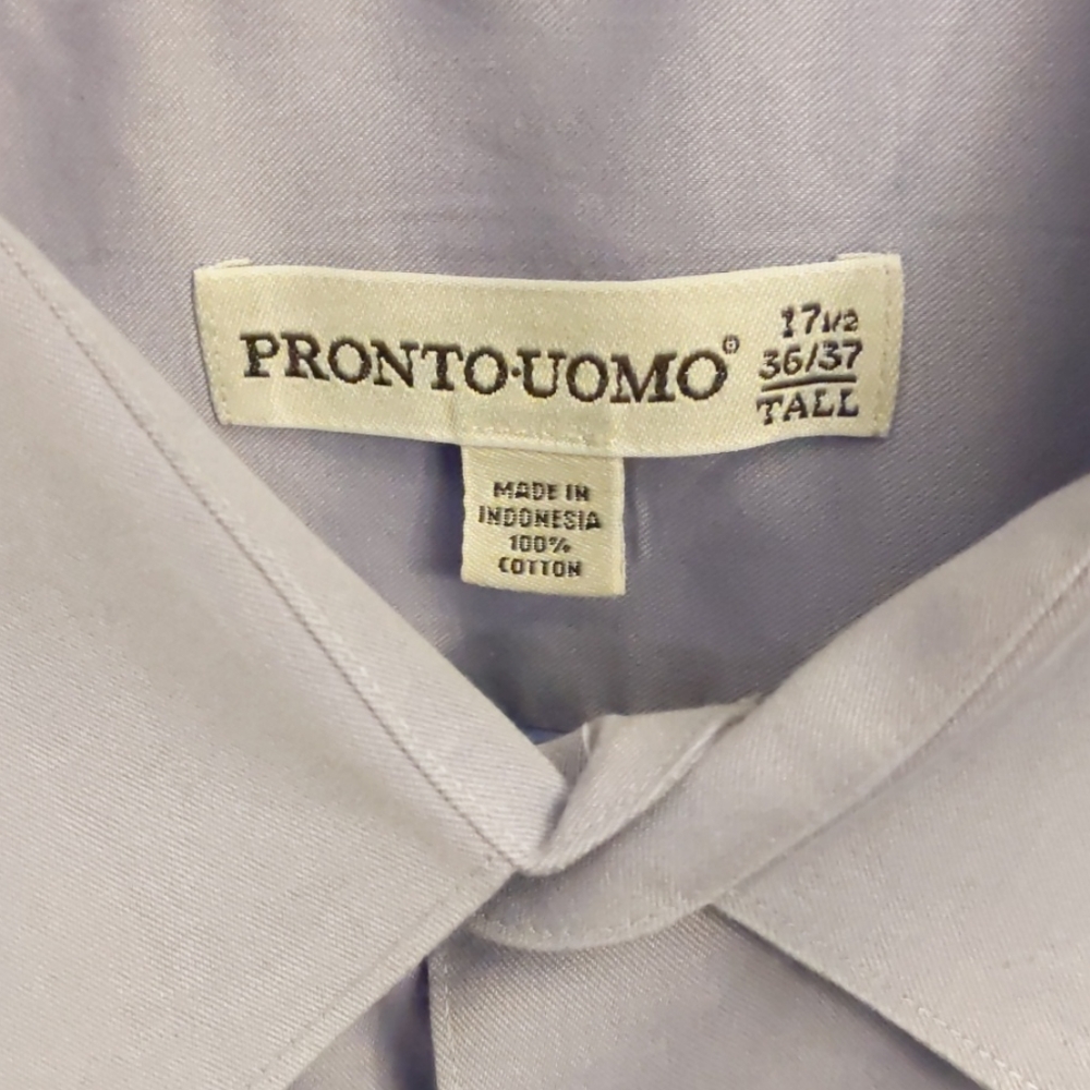 Pronto-Uomo Light Purple Dress Shirt . 17.5 36/37 Tall - Picture 13 of 13